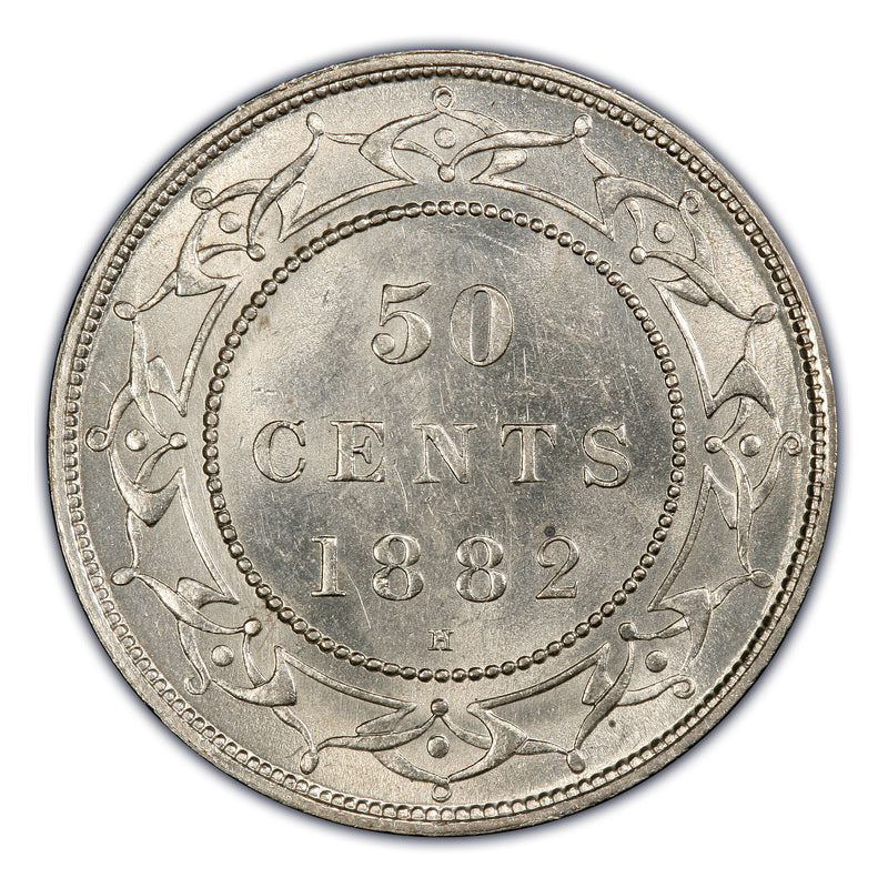 1882 H Canada Silver 50 cents Newfoundland (Victoria) Coin VG