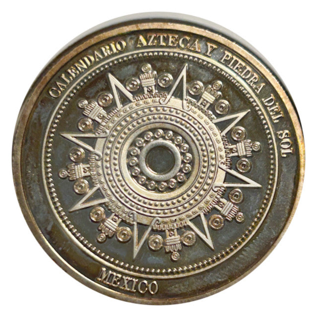 Lucky Copper Coin Mayan Calendar in Plastic Capsule