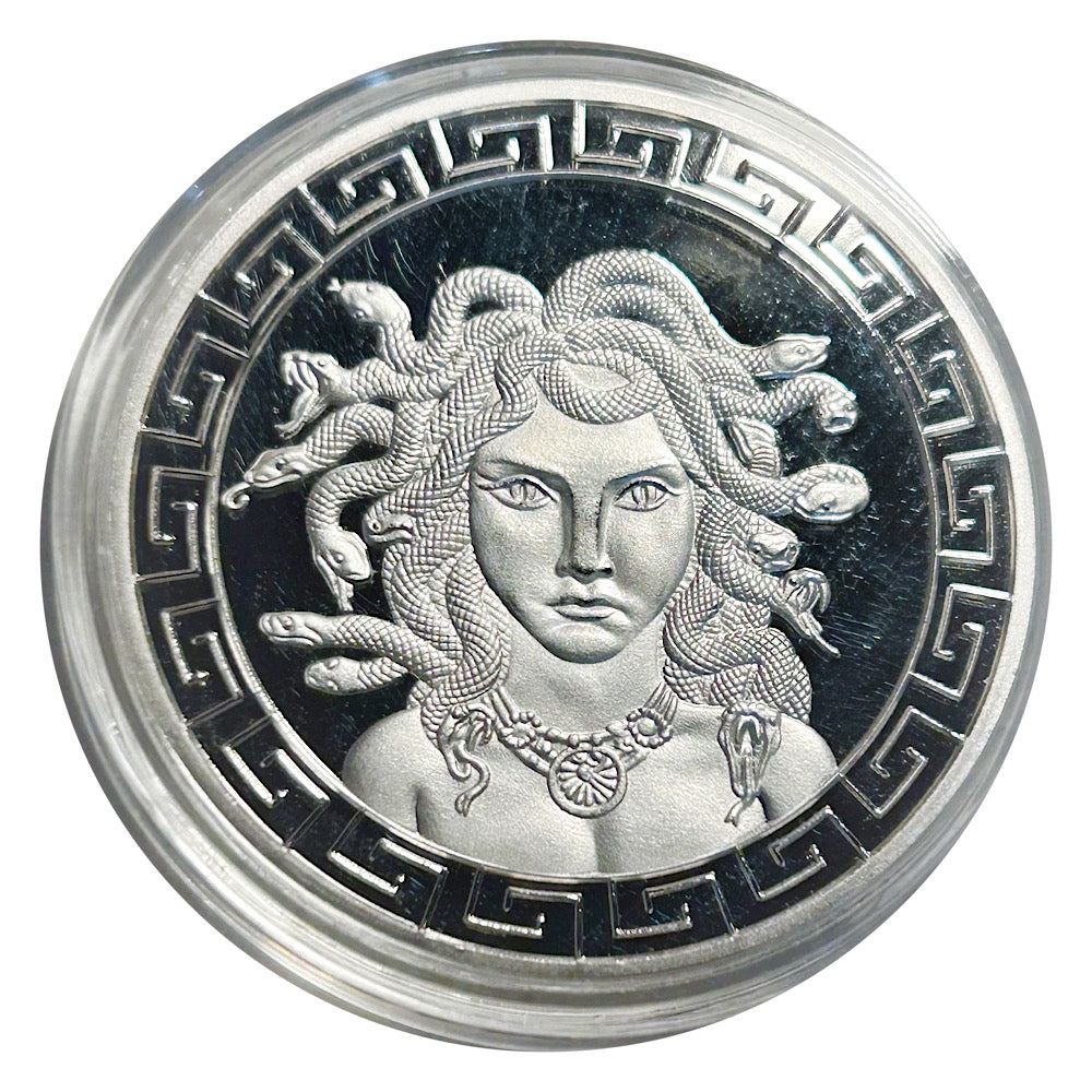 Lucky  Colored Coin Medusa Gorgon Greek in Protective Plastic Capsule