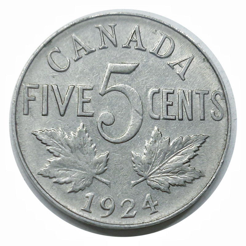 1924 Kanadische 5-Cent-Beaver-Nickelmünze (Umlauf) VF