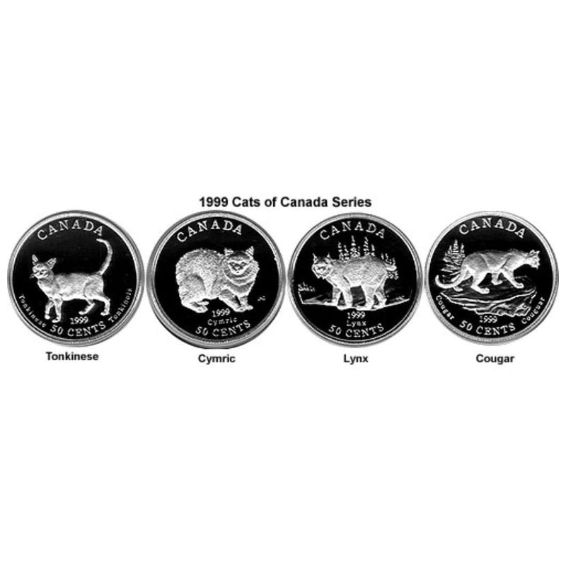 1999 Cats of Canada 4-Coin Sterling Silver Set