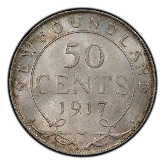 1917 C Canada Silver 50 cents Newfoundland  Coin VG