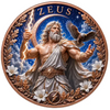 Zeus God of the Sky 1 oz. 3D High Relief Colourized Pure Copper Round