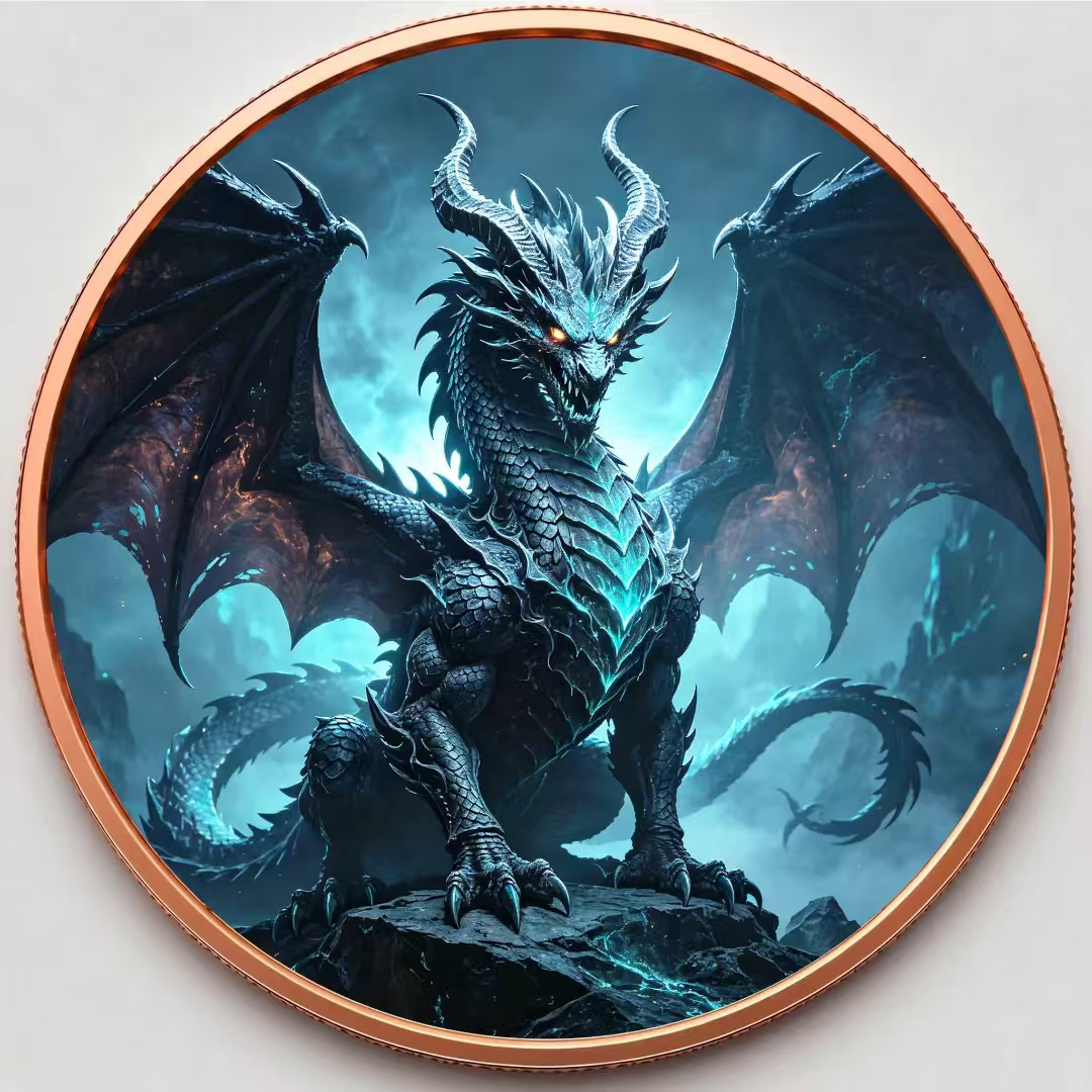 Abyssal Dragon 1 oz. 3D High Relief Colourized Pure Copper Round
