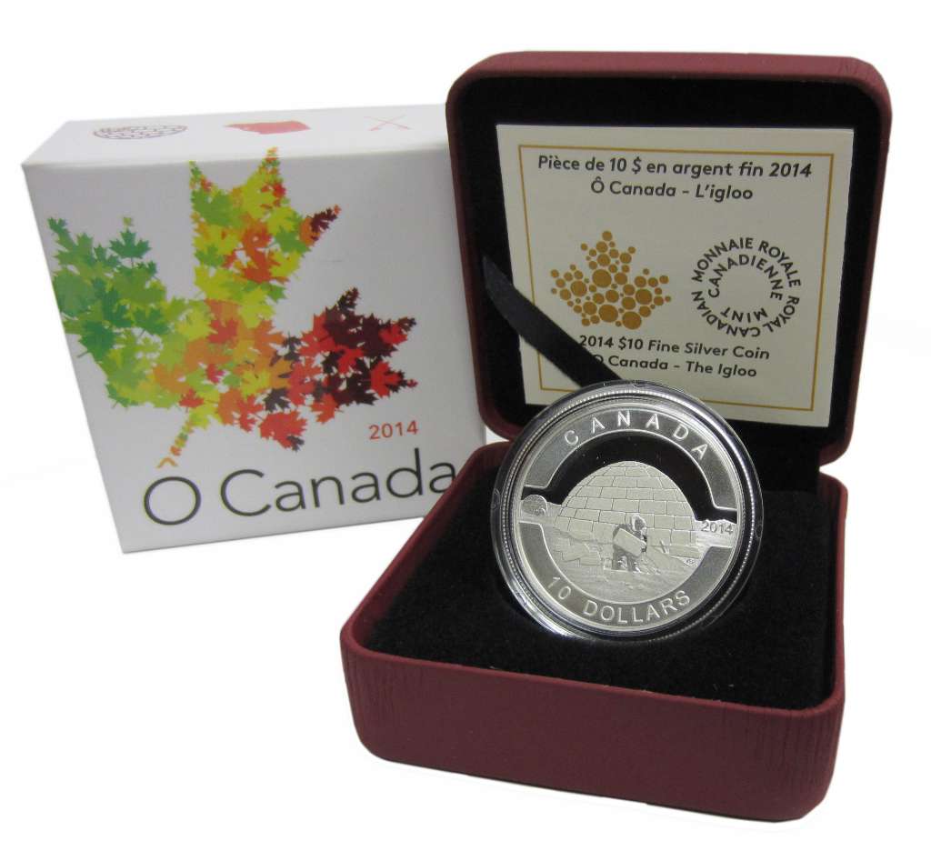 2014 Canada $10 Igloo O Canada .9999 Silver Proof Coin RCM