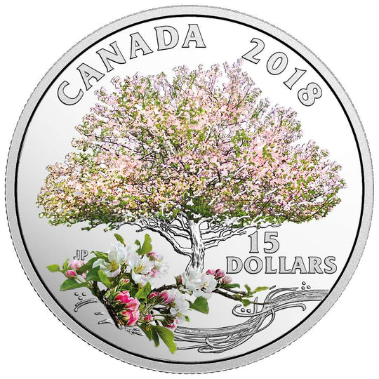 2018 Canada $15 Apple Blossoms Celebration of Spring Silver Proof Coin