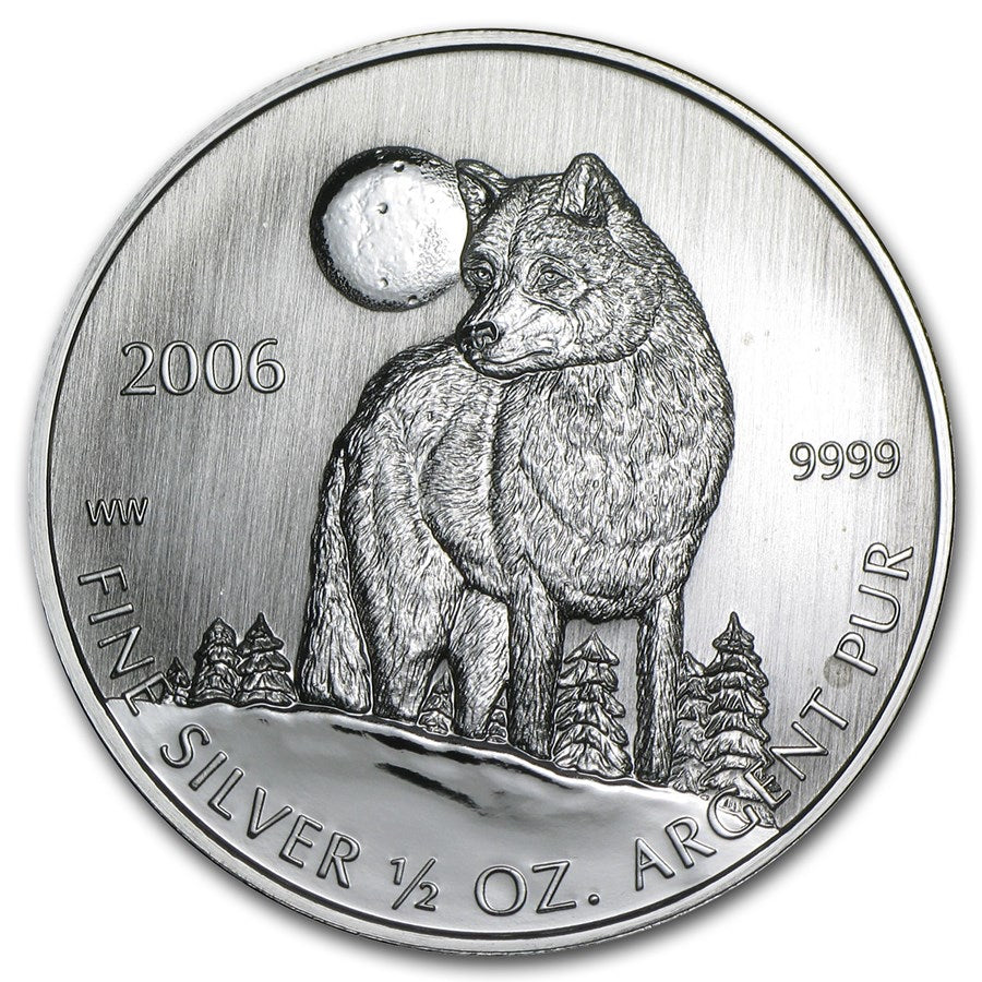 2006 Canada $1 Timber Wolf 1/2 oz .9999 Silver RCM Coin