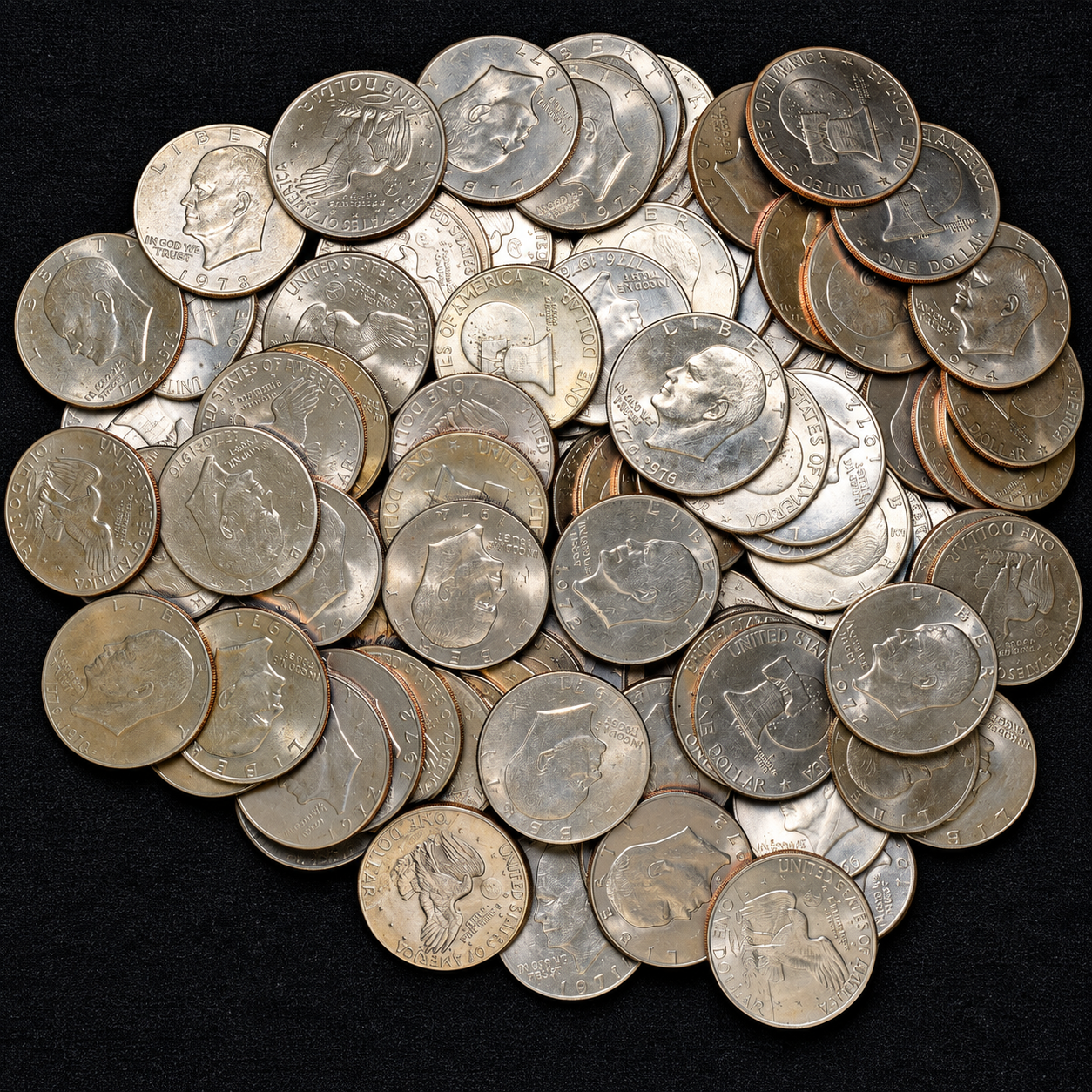 50 Mixed 1971-1978 Eisenhower Ike Dollars $50 Face Value US Coin Lot