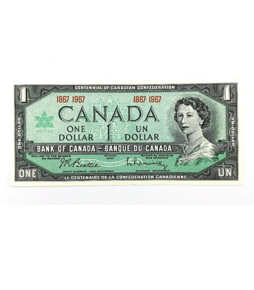 1967 One Dollar Canadian Banknote 1$ Bank Of Canada UNC