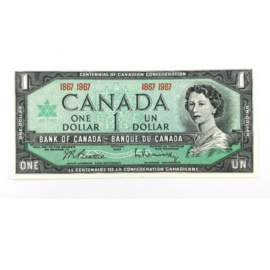 1967 One Dollar Canadian Banknote 1$ Bank Of Canada UNC
