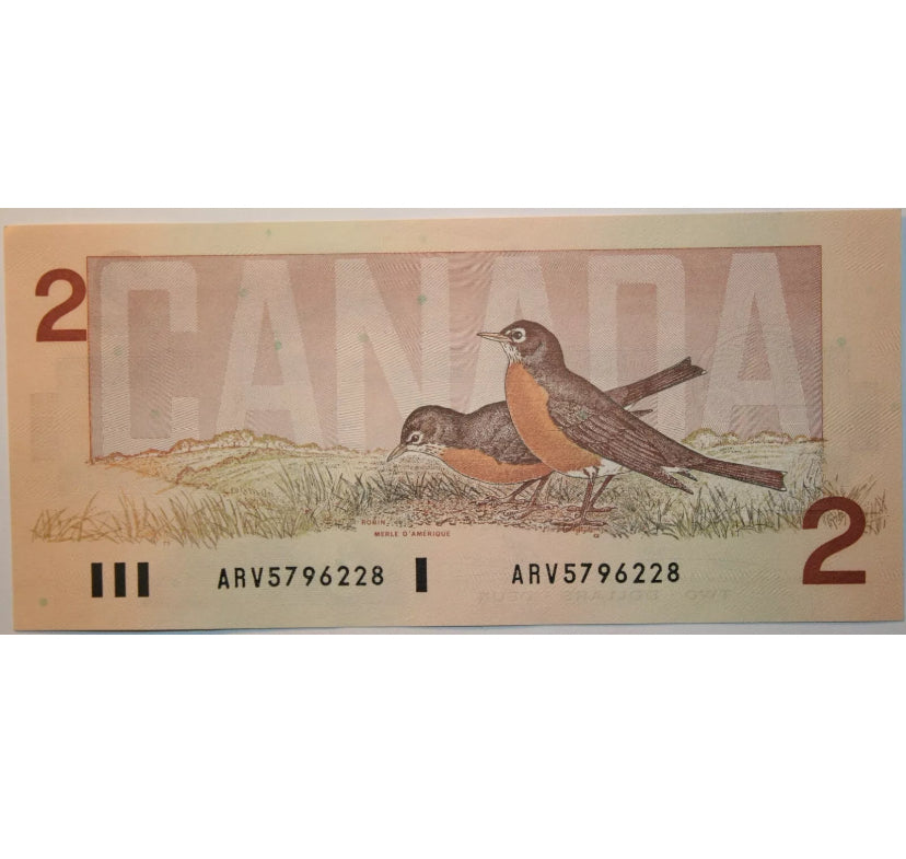 1986 Canadian Two Dollar Banknote 2$ Bank Of Canada Uncirculated Currency