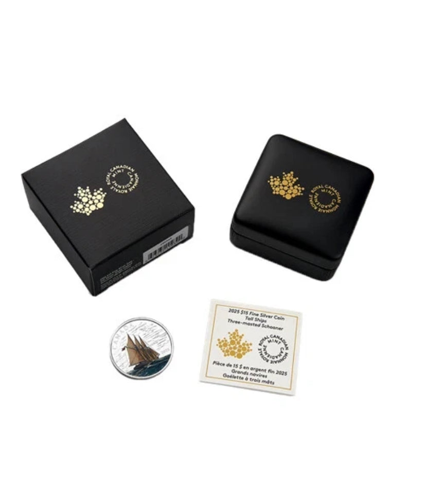 2025 Tall Ships: Three-masted Schooner – Fine Silver Coin Canada