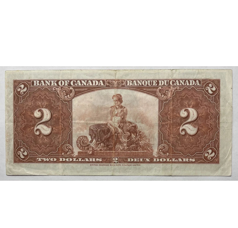 1937 Coyne/Towers Bank Of Canada $2  VF Condition
