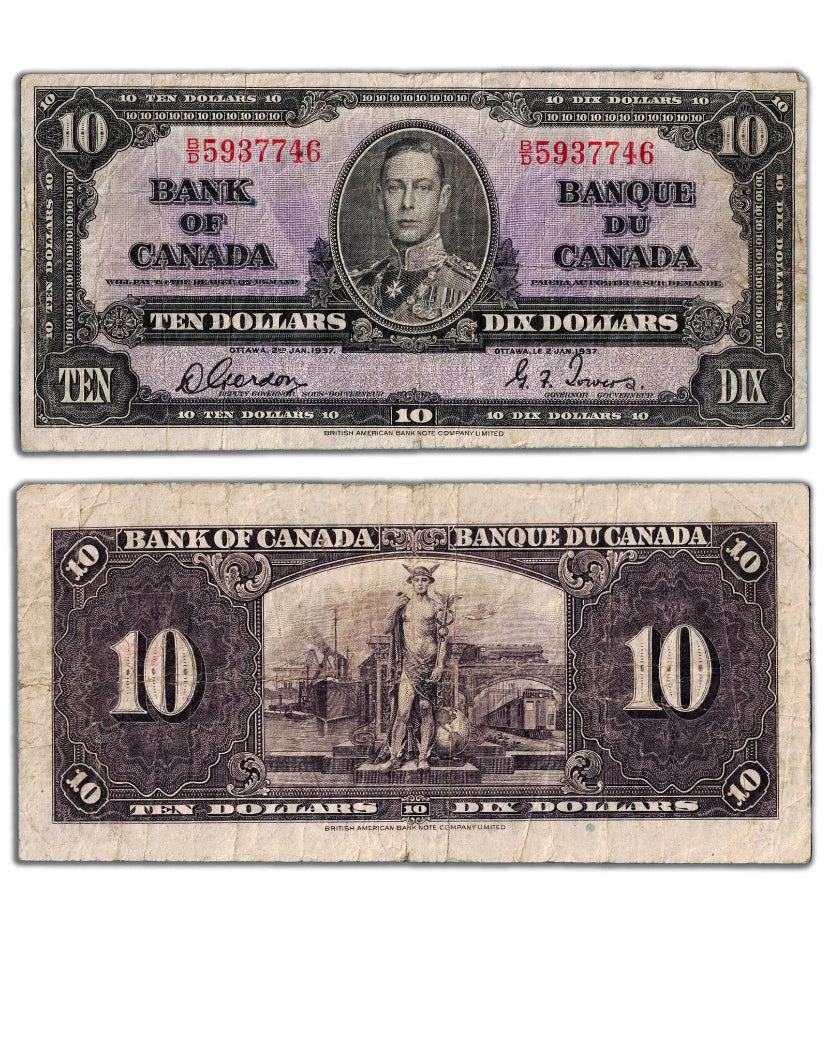 1937 $10 Note signed Gordon-Towers Charlton # BC VG
