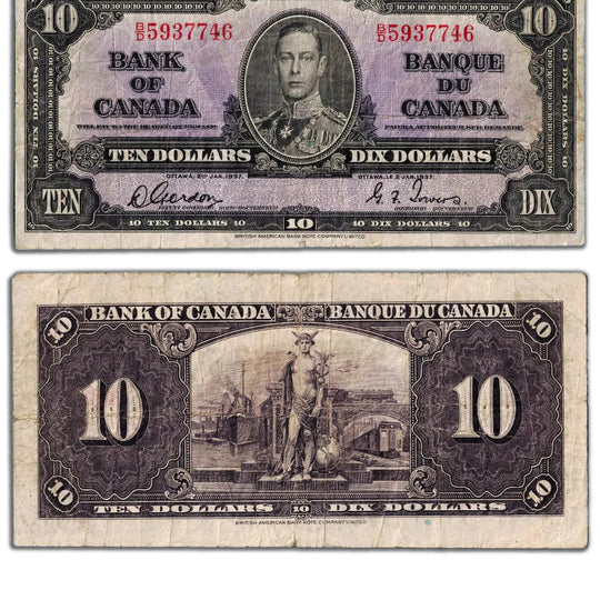 1937 $10 Note signed Gordon-Towers Charlton # BC VG