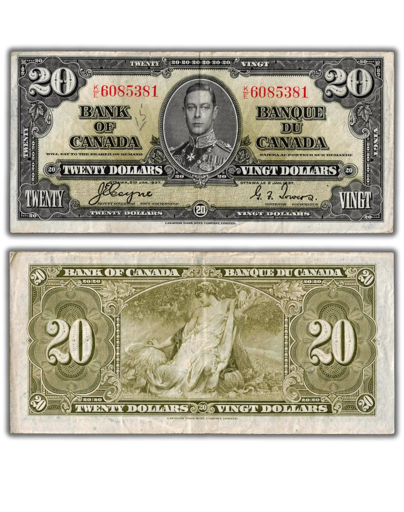 1937 $20 Note signed Gordon-Towers Charlton # BC VG