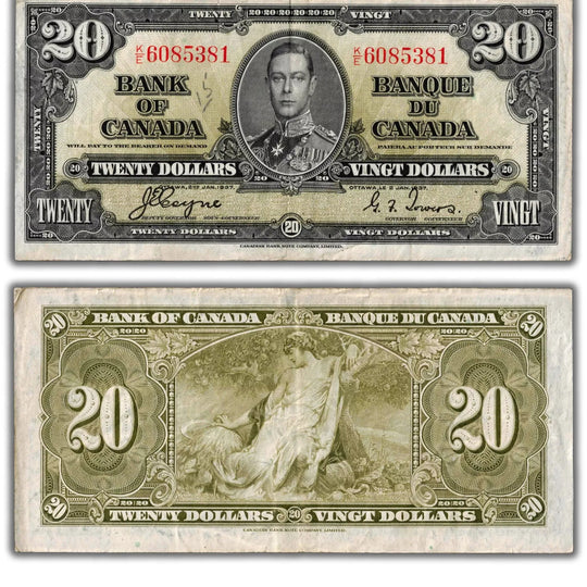 1937 $20 Note signed Gordon-Towers Charlton # BC VG