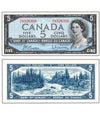 1954 Bank of Canada $5  Note Beattie-Rasminsky  BC - AU
