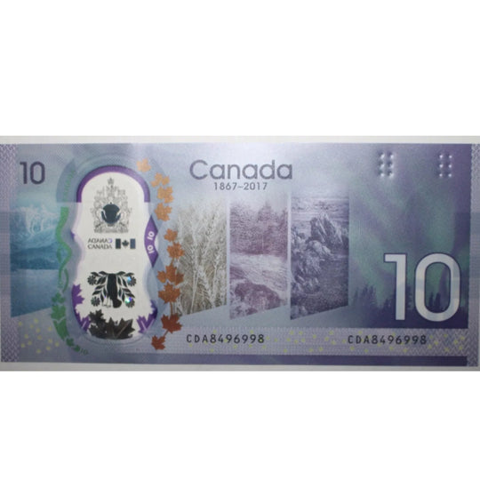 2017 Bank of Canada $10 Commemorative Canada 150 Polymer Note - Ch. Unc