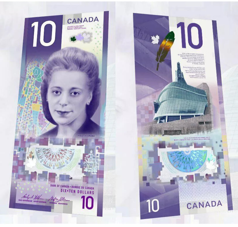 10x Sequential 2018 'Viola Desmond' $10 Vertical Notes UNC FV 100.00  