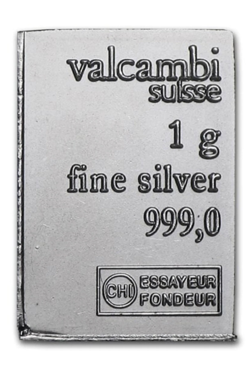 Valcambi Suisse Gram .999 Solid Silver Combi Bar Genuine 1 G Fractional Bullion