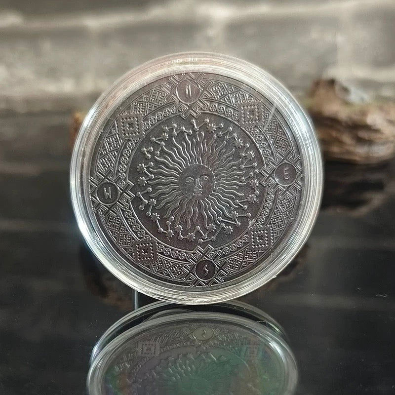 Lucky Coin - 12 constellations colored Craft Gift Coin in Protective Plastic Capsule Silver plated