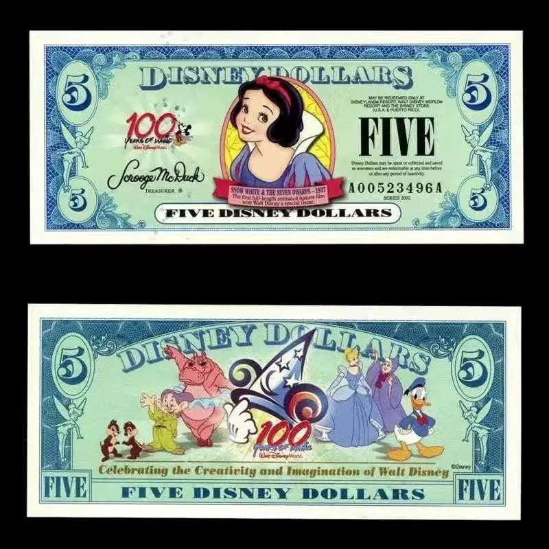 2002 Snow White $5 Disney Dollar Craft Gift For  Kids