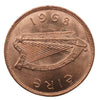 1968 Ireland 1 penny  hen harp copper coin UNC