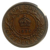 1936 Newfoundland One Cent large  Penny Coin VG