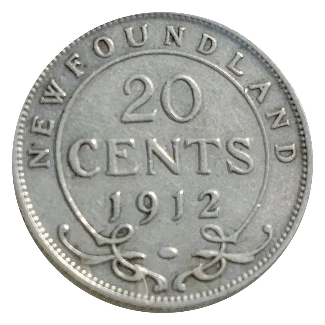 1912 Newfoundland Silver 20 Cents Coin VF