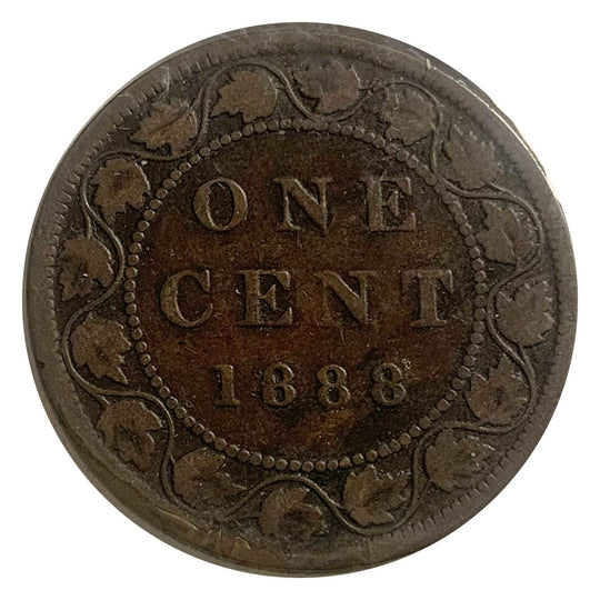 1888 Canadian Queen Victoria large Penny Coin VG