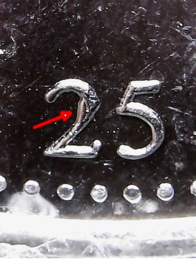 1999 Canada  25 Cents Aug OBV. MORTAR PEELED PLATING DIE CRACKS Error Coin
