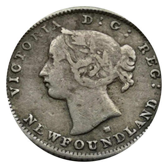 1876 H  Newfoundland 5 Cents Silver Coin Rare VG