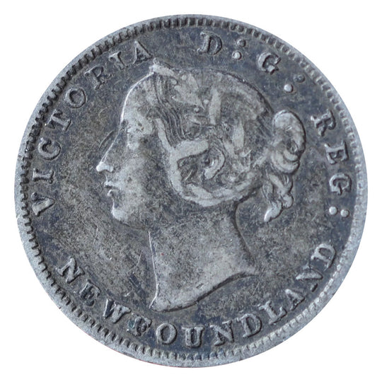 1880 Newfoundland 5 Cents Silver Coin Rare VG