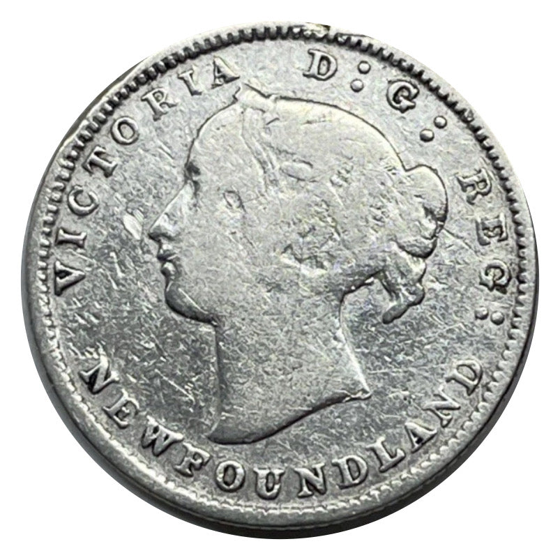 1881 Newfoundland 5 Cents Silver Coin Rare VG