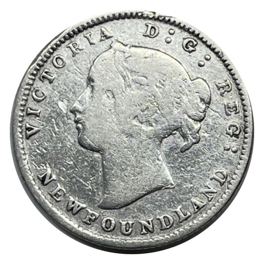 1881 Newfoundland 5 Cents Silver Coin Rare VG