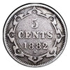 1882 H  Newfoundland 5 Cents Silver Coin Rare VG
