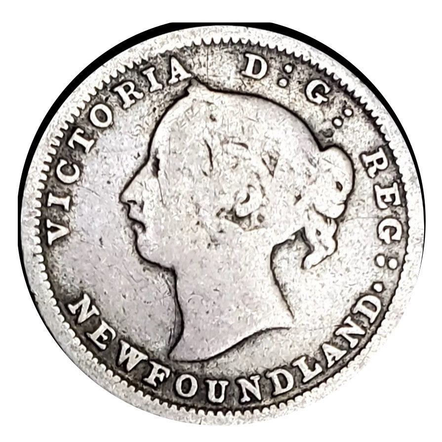 1882 H  Newfoundland 5 Cents Silver Coin Rare VG