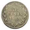 1885 Newfoundland 5 Cents Silver Coin Rare VG