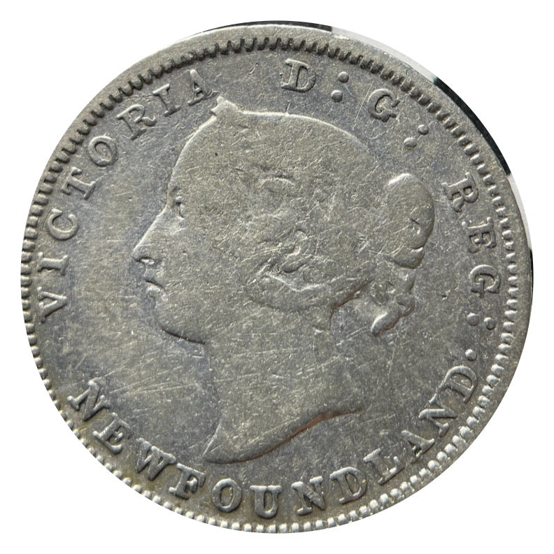 1888 Newfoundland 5 Cents Silver Coin Rare VG