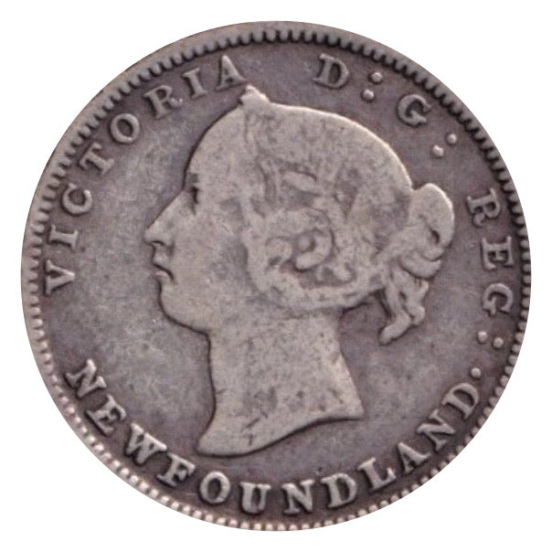 1890 Newfoundland 5 Cents Silver Coin Rare VG