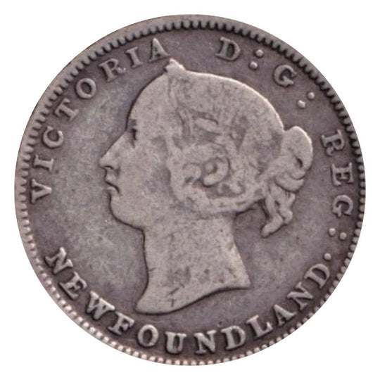 1890 Newfoundland 5 Cents Silver Coin Rare VG