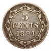 1894 Newfoundland 5 Cents Silver Coin Rare VG