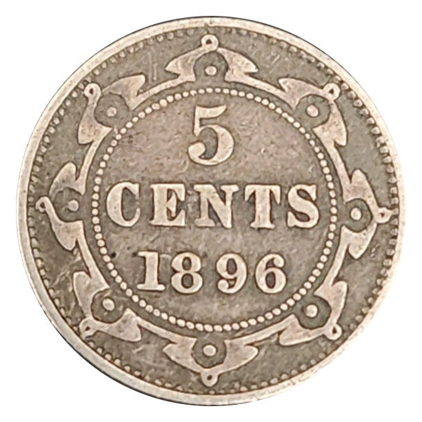 1896 Newfoundland 5 Cents Silver Coin