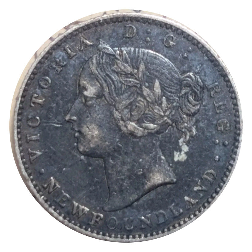 1865 Newfoundland Silver 10 Cents Coin VG