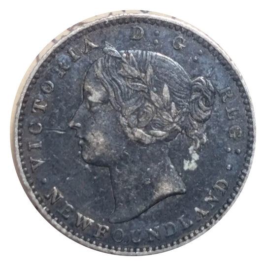 1865 Newfoundland Silver 10 Cents Coin VG