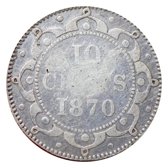 1870 Newfoundland Silver 10 Cents Coin G