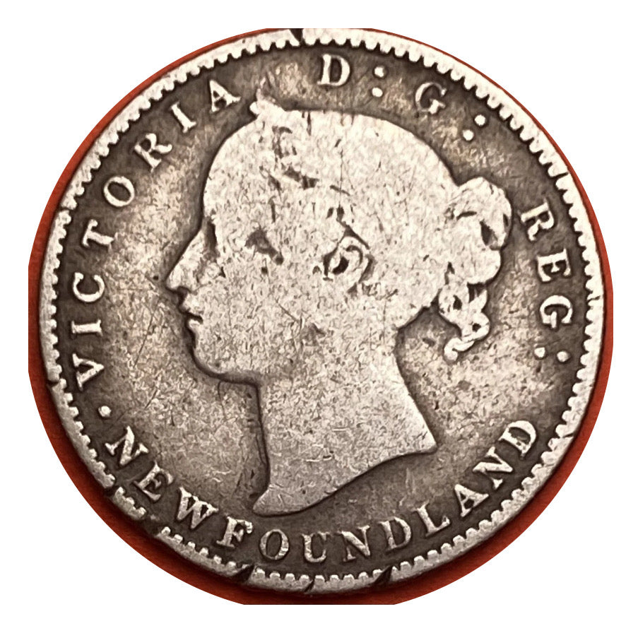1873 Newfoundland Silver 10 Cents Coin VG