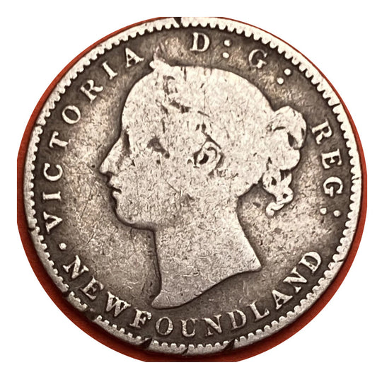 1873 Newfoundland Silver 10 Cents Coin VG