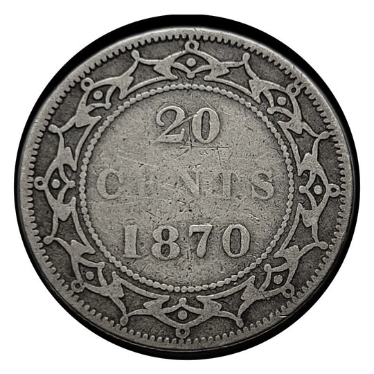1870 Newfoundland 5 Cents Silver Coin Rare VG